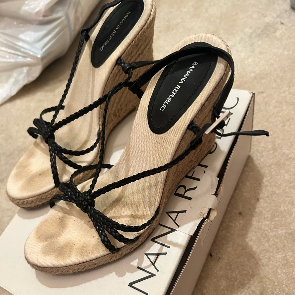 Banana Republic Black Wedge Sandals - size 8